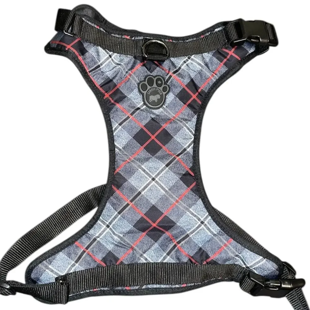 Canada Pooch XL Gray Plaid Dog Harness Water Resistant No Pull Pup Safety Vest